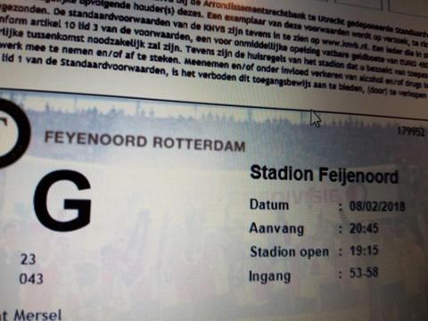 2 kaartjes Feyenoord - FC Groningen do 8 februari vak G
