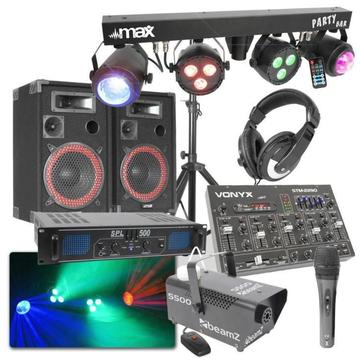 MAX Complete 500W DJ Bluetooth Disco Set met Geluid, Licht e