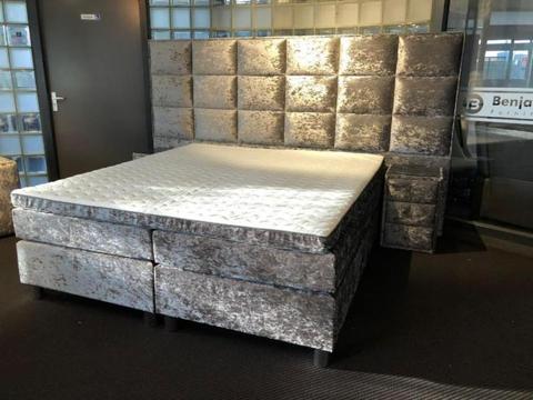 Compleet Eric Kuster Bed Boxspring Nice velours zilver brons