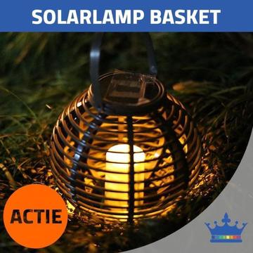 Solar LED Lantaarn Basket Small Rotanlook