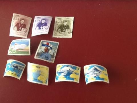 9 postzegels Ned. Antillen pf '50/'60 jr