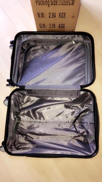 Handbagage koffer 55cm zwart 4 wielen trolley met pin slot