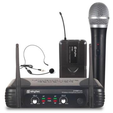 SkyTec Twee Kanaals Draadloze UHF Microfoon / Headset Combin