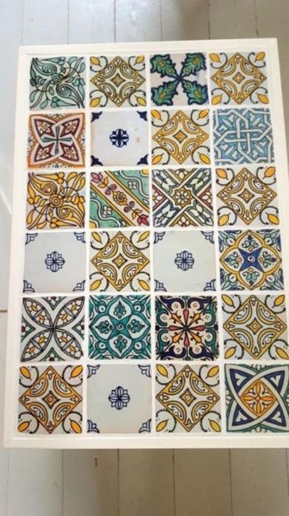 NIEUW!! Brocante tafel met handgemaakte tegels uit Marokko