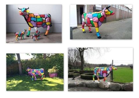 Grote koeien beeld van koe tuinbeeld polyester kunststof