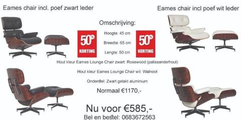 OP=OP !! Witte eames lounge chair LEER voor €585,