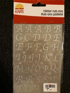 Glitter rub-ons alfabet zilver