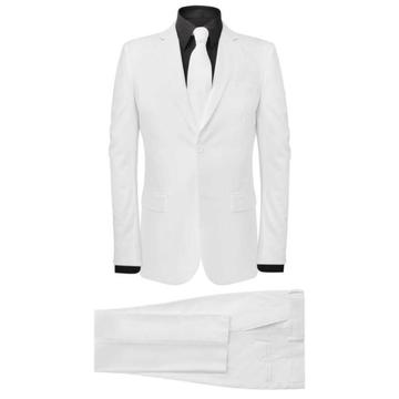 vidaXL Tweedelig pak met stropdas wit mannen maat 52