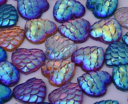 DIY zeemeermin hartjes (50 stuks) schubben design, 8 kleuren