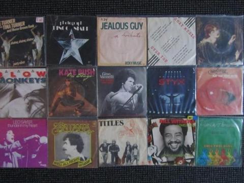 87 vinyl singles partij jaren 60-80 Rock en Pop verzameling