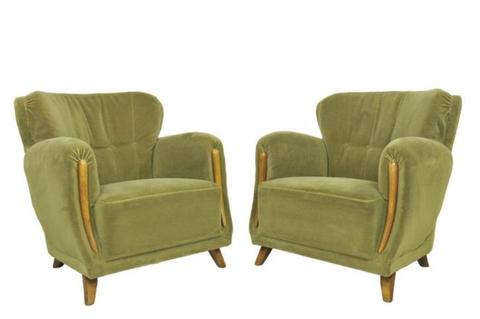 Retro Vintage set van 2 fauteuils/stoelen uit de jaren 50