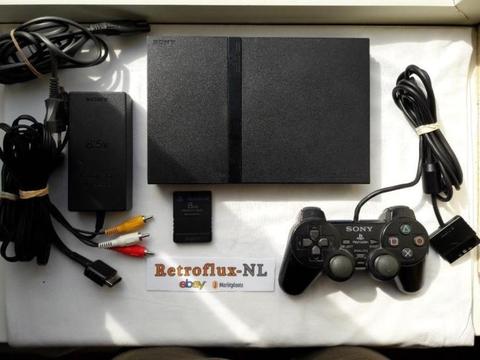 Playstation 2, Zwart Slim + Controller en Memory Card - PS2