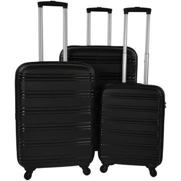 Travelz Kofferset 4-wiel TSA zwart 3-delige set Big Bars