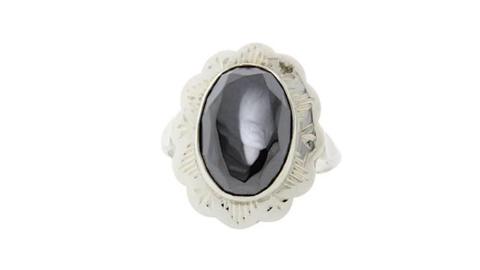 Zilveren ring met hematiet 925