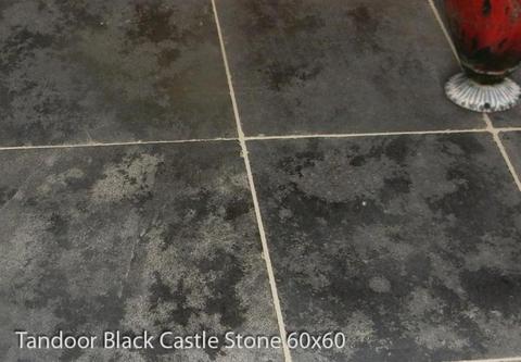 landelijke tuintegels Castle Stone Black 60x60 cm verouderd