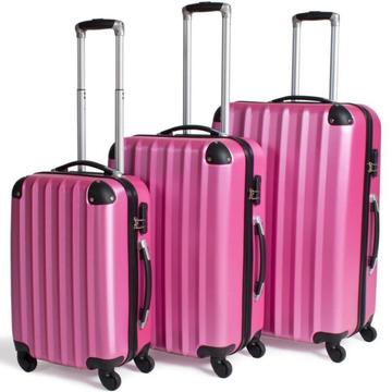 Koffer Koffers Kofferset hard met wieltjes roze 400719