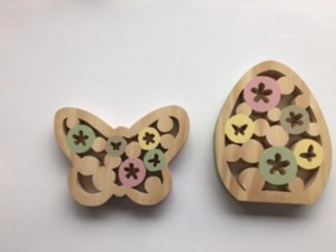 Paas decoratie - Vlinder en Paasei hout - Pasen Lente