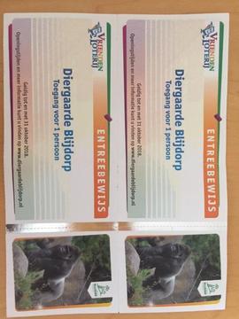 2 entree kaartjes BLIJDORP dierentuin te koop