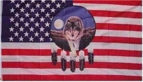 USA wolf/mandela vlag 90 x 150 cm , western vlaggen