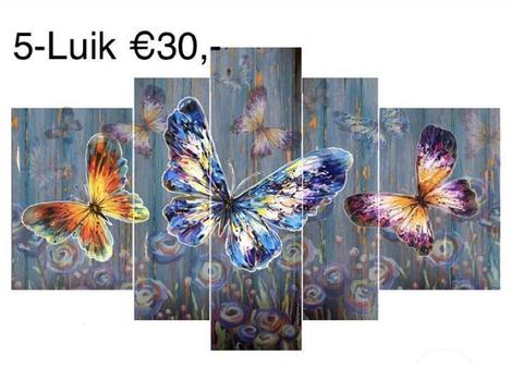 Diamond paint.full 5-Luik vlinders vierk steentjes afm zie b
