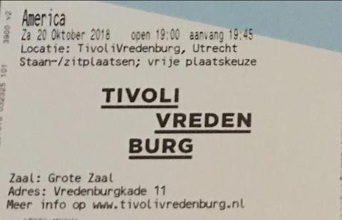2 stuks hardcopy kaarten concert America Tivoli Vredenburg