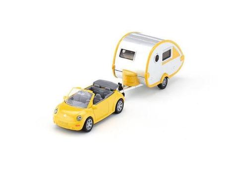 Siku Super 1629 Volkswagen Beetle Cabrio met caravan