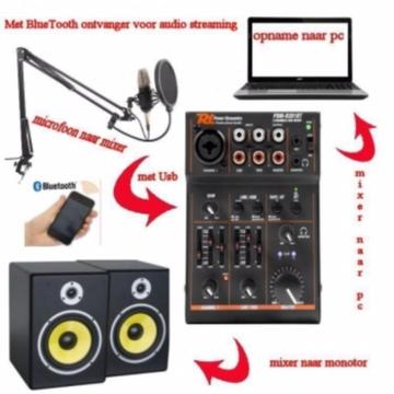 Studio Opname Set Microfoon ,Usb , mixer en Bluetooth