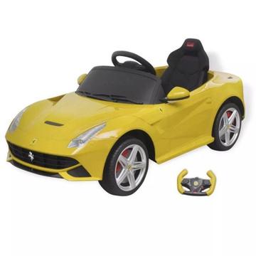 Loopauto Ferrari F12 geel 6 V met afstandsbediening