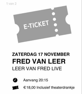 2 Kaartjes Fred van Leer incl. Theaterdrankje in Weert
