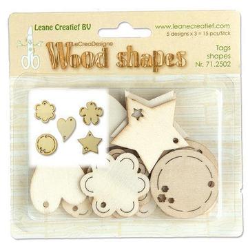 Leane Creatief Wood shapes Tags (labels) 15 stuks LCR71.2502