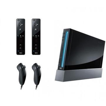 Wii Zwart - 2x controllers & 2x Nunchuks + spel & garantie!