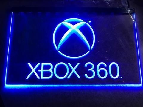 X BOX 360 3D licht plaat met blauw neon licht