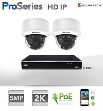 Compleet systeem 2 x 5MP 2K H.265 HD IP PoE Dome camera