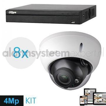 Dahua Full HD camerabewaking IP kit 8x dome 4mp