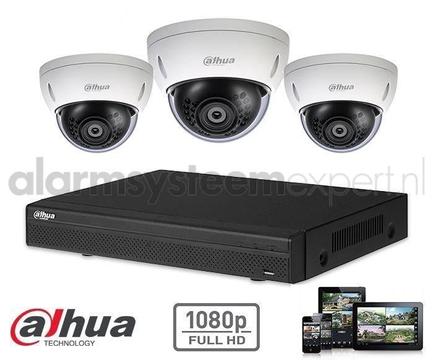 Dahua HD-CVI kit 3x dome 2mp Full HD camerabeveiliging
