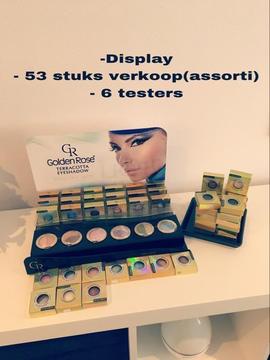 Golden Rose make-up displays en verkoopprodukten