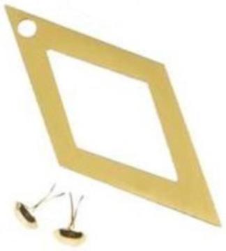 Metalen decoraties ruit goud met 6 splitpennen 4,5 cm 6 stuk