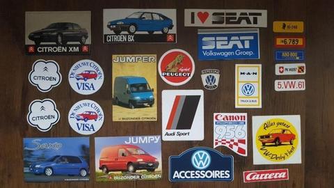 Auto merk stickers o.a. Opel VW Ford Nissan Lada BMW Volvo