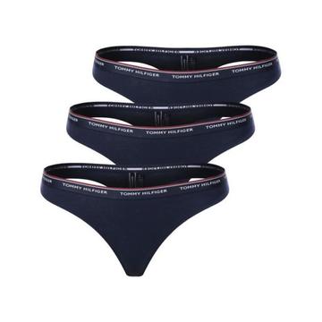 Tommy Hilfiger 3-Pack Thong Navy Tanga-L (Blauw, String)