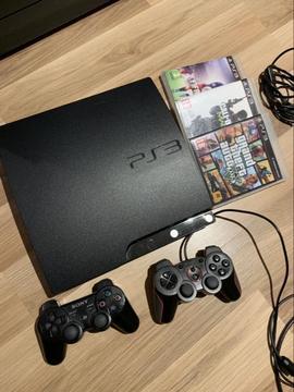 PlayStation 3 Sony met 2 controllers en spellen GTA 5