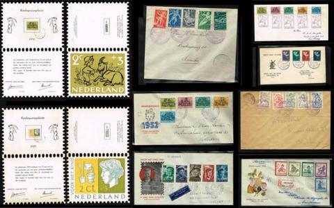 1939-1981 Kinderzegels op FDC, cover, bedankkaart, EDB etc