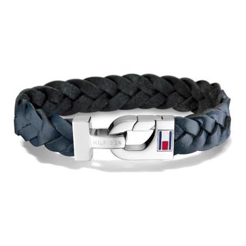 Stijlvol Gevlochten Blauw Lederen Heren Armband van Tommy Hi