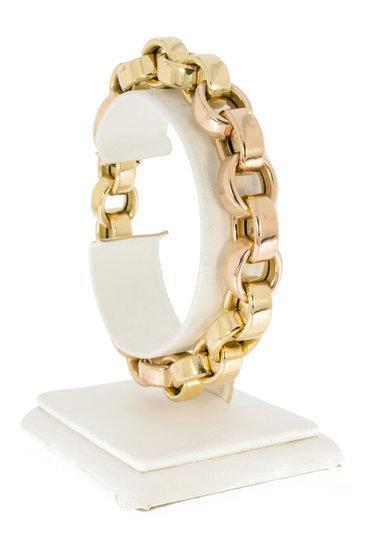18 K bicolor gouden Jasseron armband met dubbel veilighei