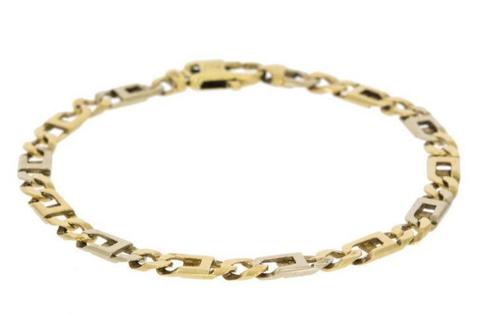 14 K Bicolor Gouden Anker schakel Armband- 20cm