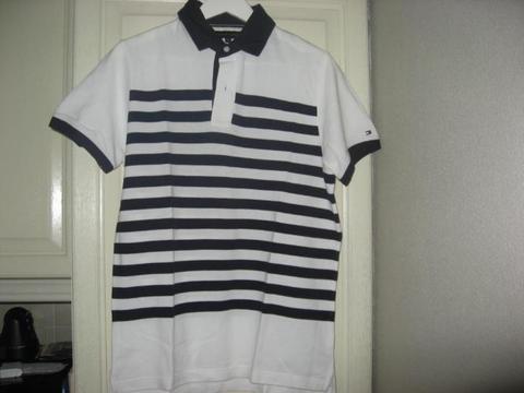 zgan blauw/wit gestreepte Tommy Hilfiger slim fit polo, mt M