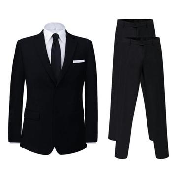 vidaXL Zakelijk pak met extra pantalon 2-delig zwart maat 56