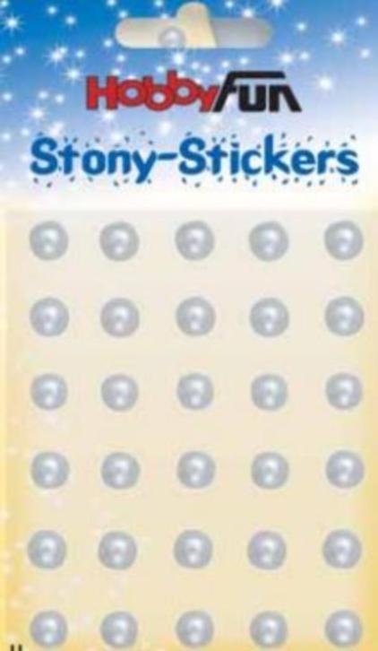 HobbyFun Stony-Stickers plakparels wit parelmoer 30 stuks Ø