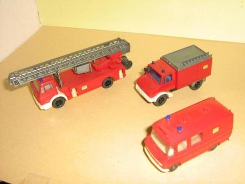 3 Wiking brandweerauto's 1 op 87, in zeer goede staat
