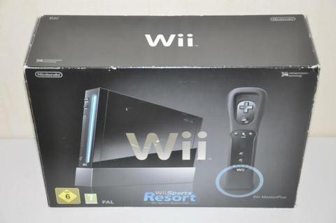 Wii Console ZWART + Wii Sports/Wii Sports Resort - In Doos