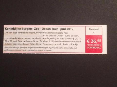 Bon 4 Koninklijke Burgers 'Zoo - Ocean Tour - juni 2019